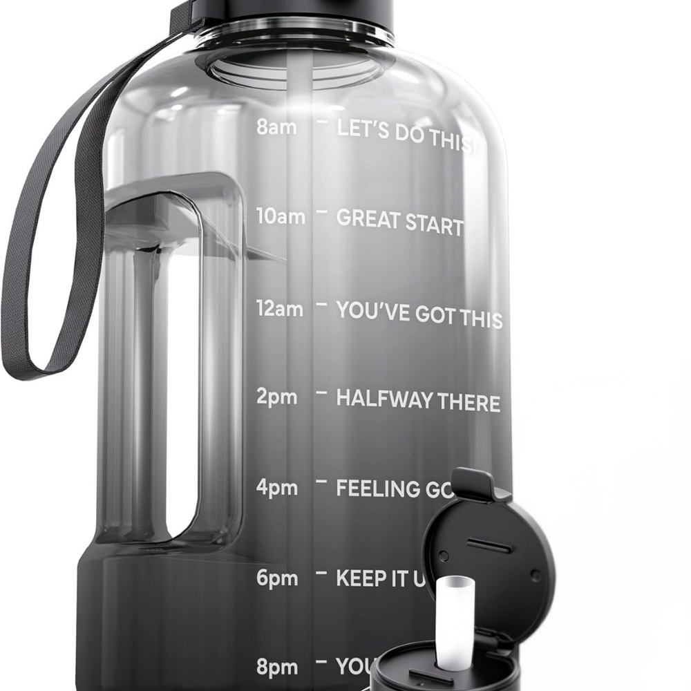 Motivational Large Water Bottle Jug – Black
